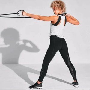 Athleta Black Leggings PowerVita with Side Lattice Detail